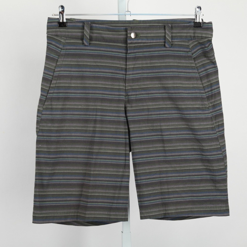 Lululemon Shorts Mens 34 Actual 32 Green Gray Blue Striped Kahuna 10" Inseam
